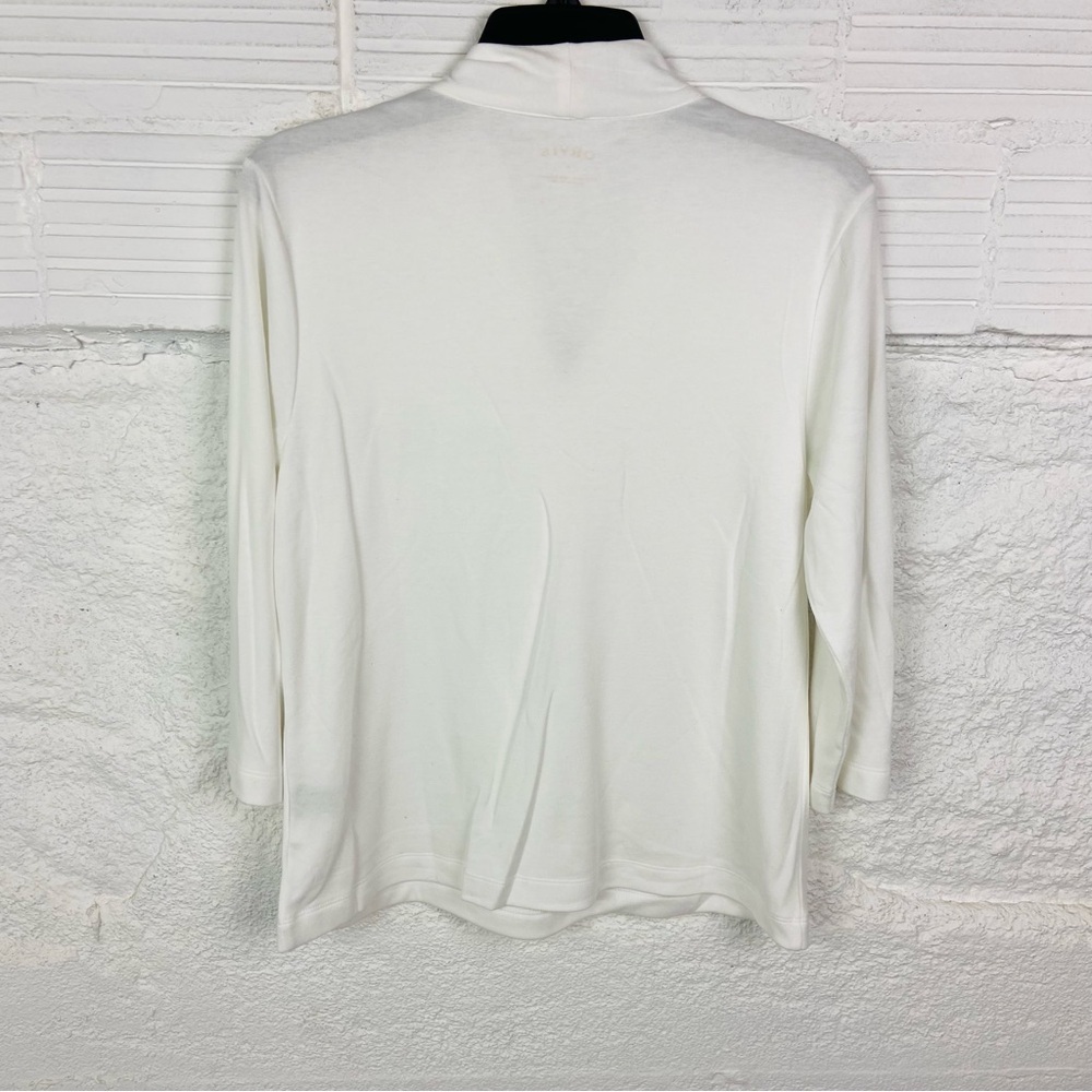 ORVIS white V neck 3/4 sleeves cotton shirt size medium - Picture 3 of 7
